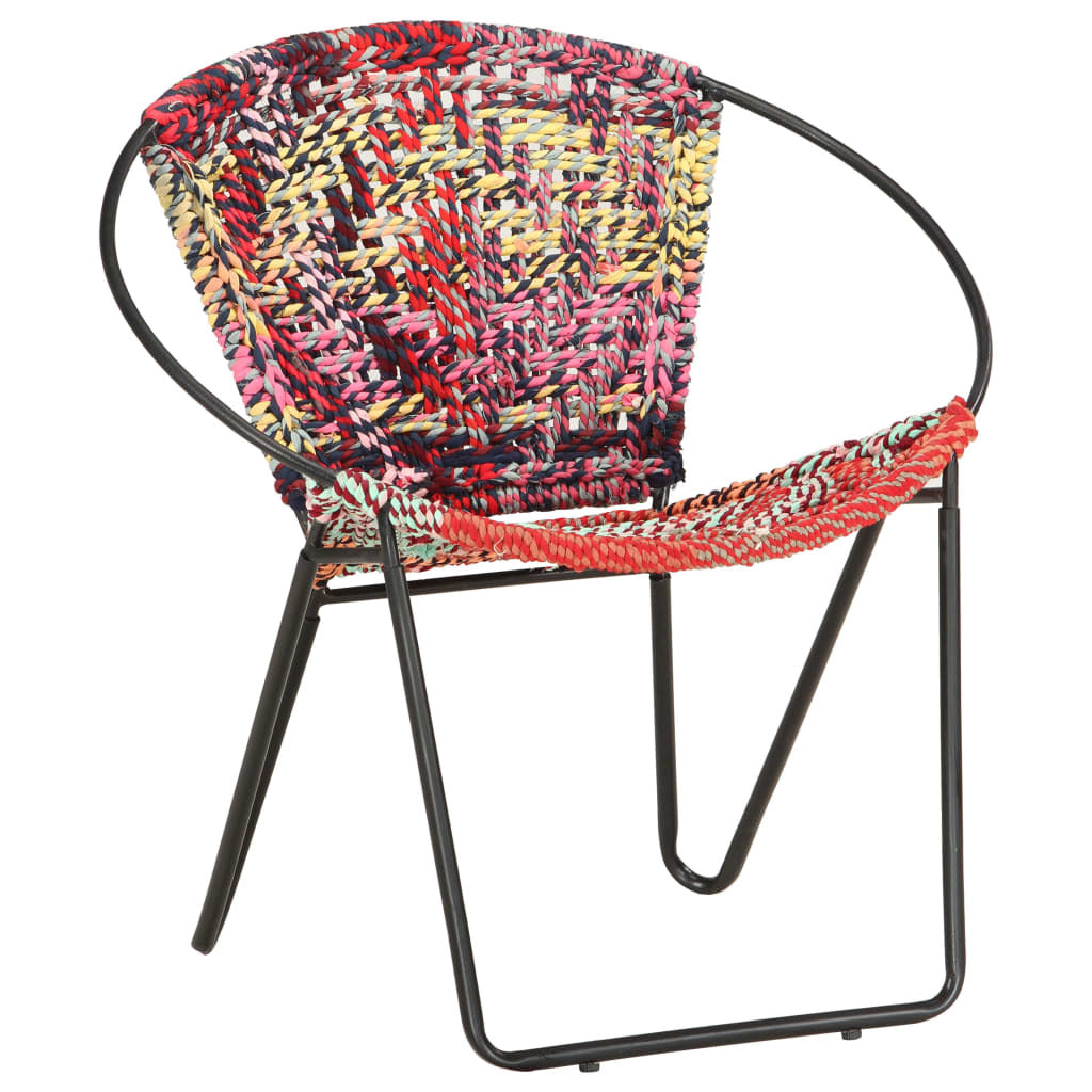 Circle Chair Multicolors Chindi Fabric