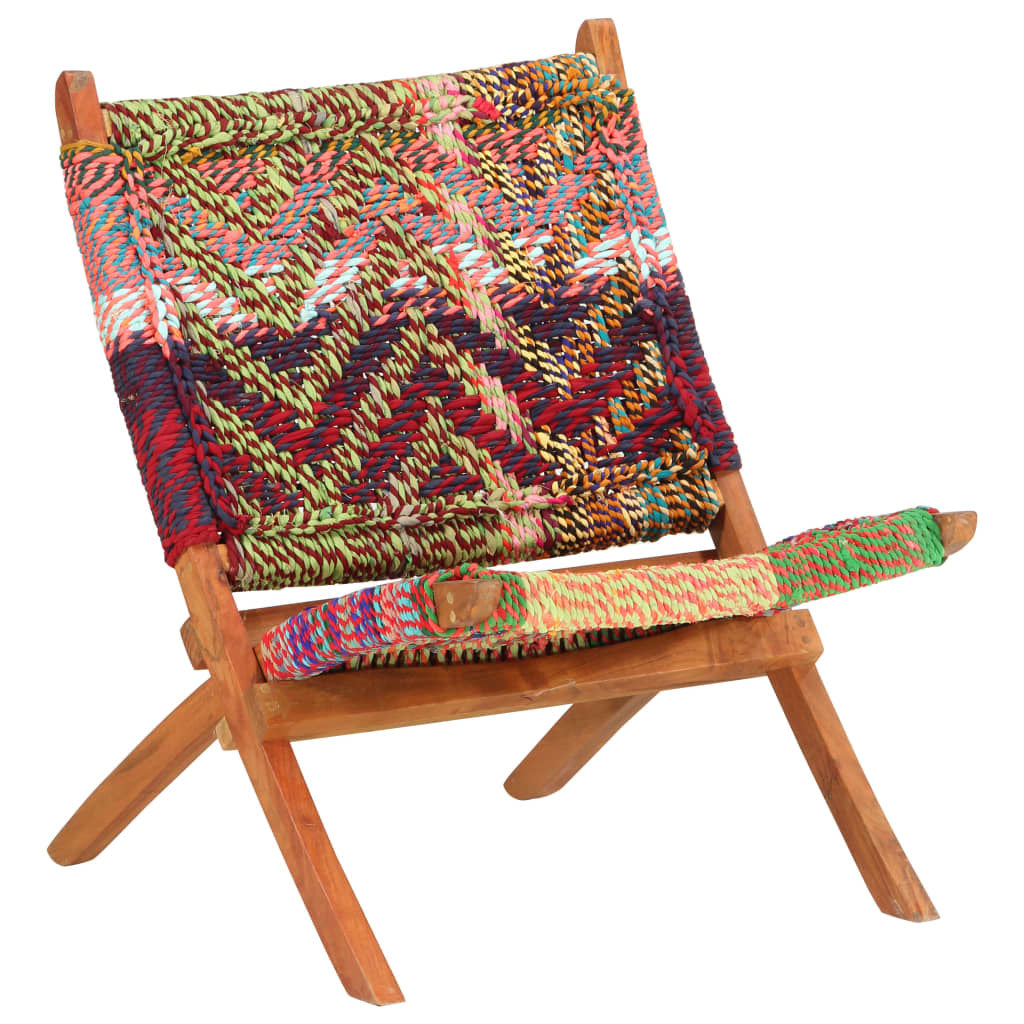 Folding Chindi Chair Multicolors Fabric