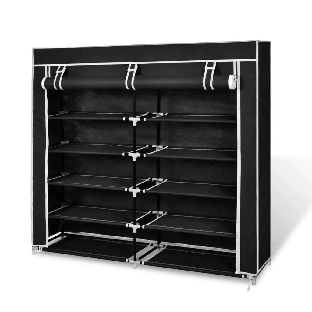 Fabric Shoe Cabinet with Cover 45" x 11" x 43" Black