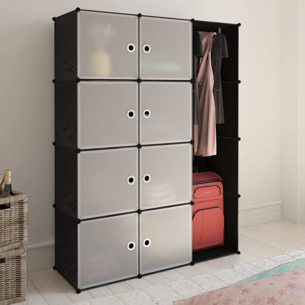 Modular Cabinet with 9 Compartments 14.6"x45.3"x59.1" Black and White