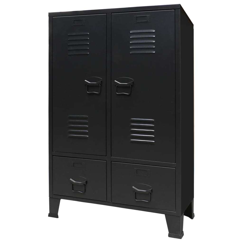 Wardrobe Metal Industrial Style 26.4"x13.8"x42.1" Black