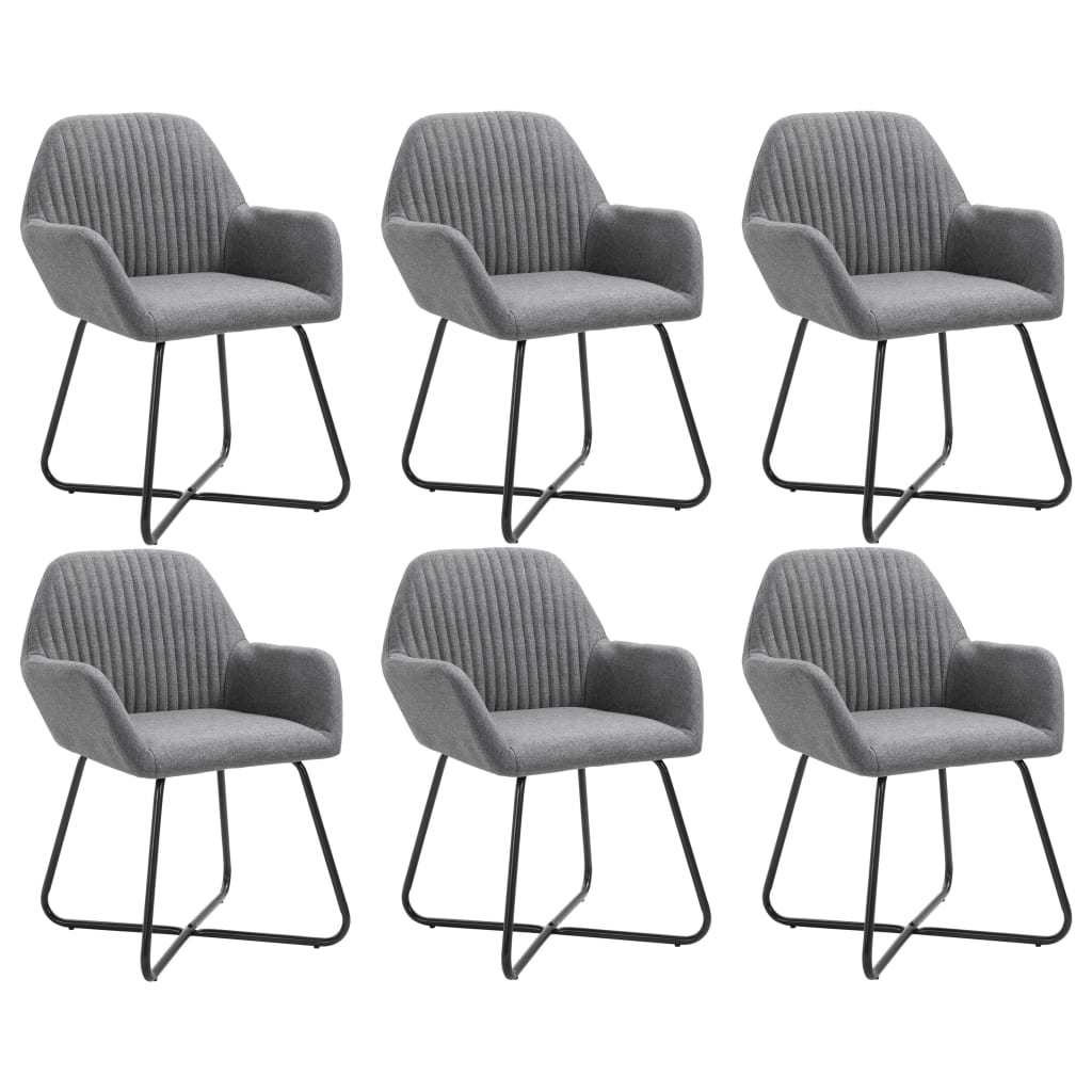 Dining Chairs 6 pcs Dark Gray Fabric