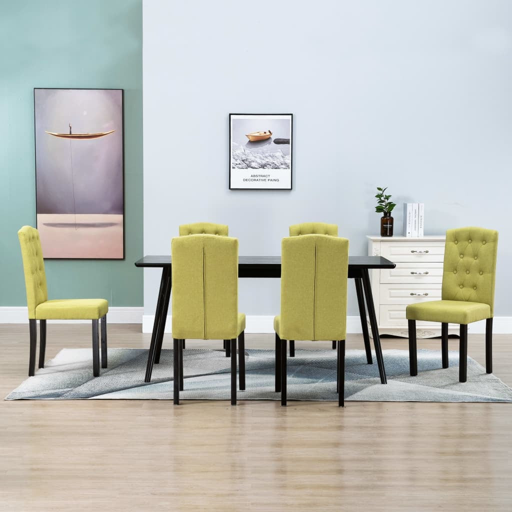 Dining Chairs 6 pcs Green Fabric