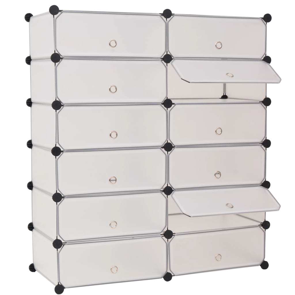 Interlocking Shoe Organizer with 12 Compartments White