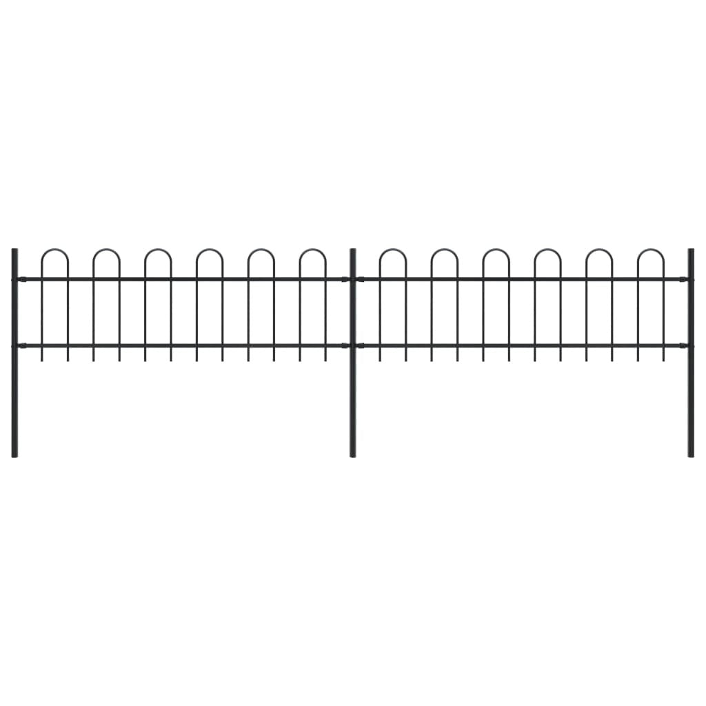 Garden Fence with Hoop Top Steel 11.2' Black