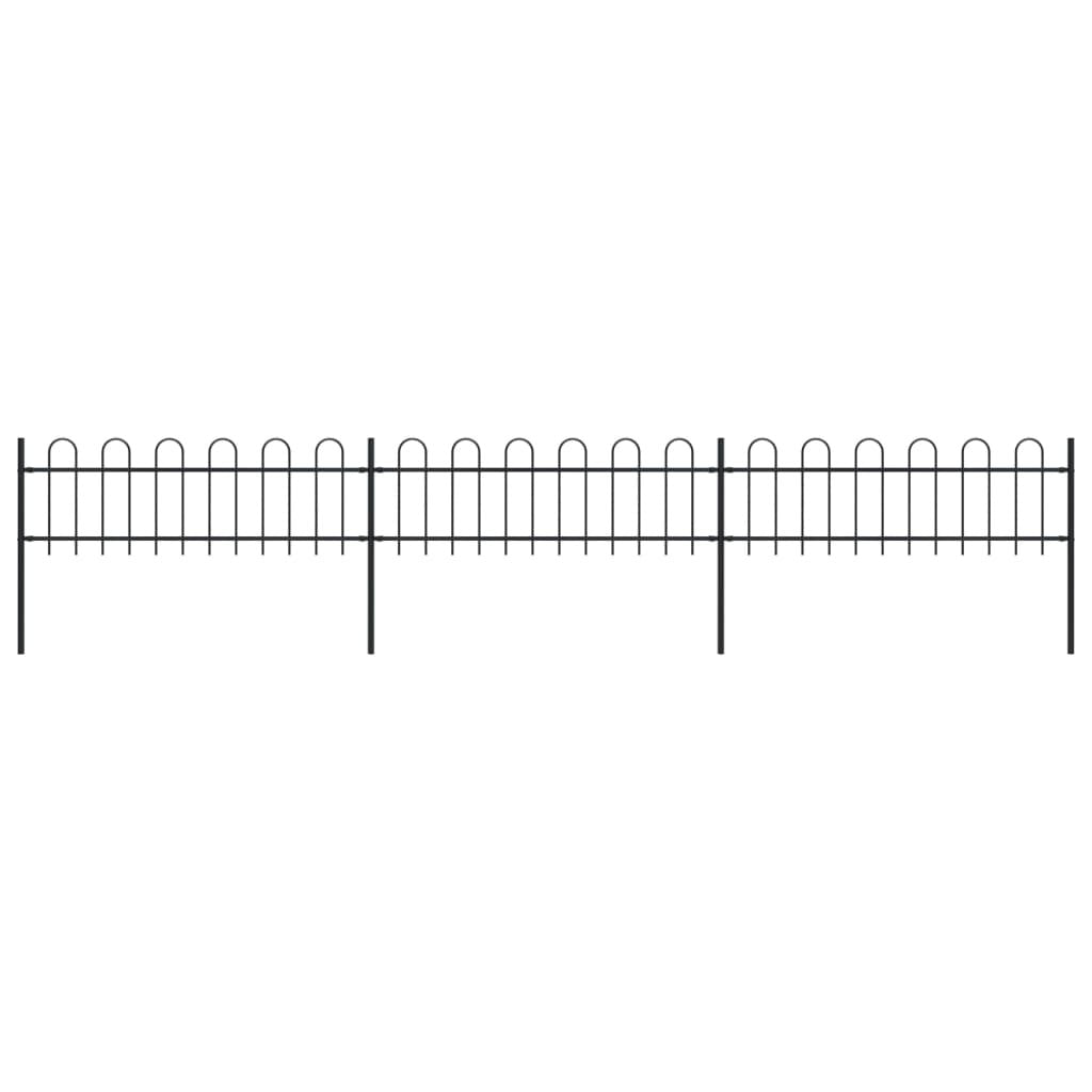 Garden Fence with Hoop Top Steel 16.7' Black