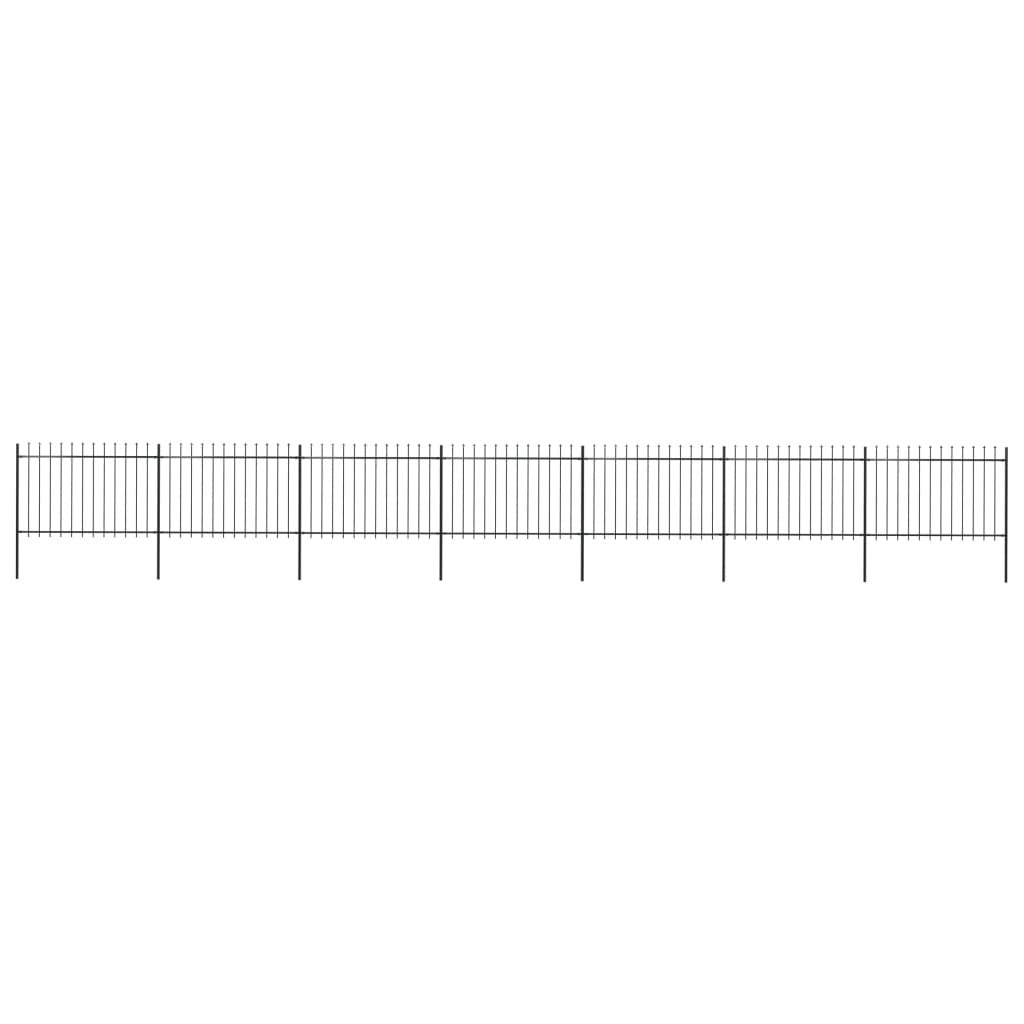 Garden Fence with Spear Top Steel 468.5"x47.2" Black