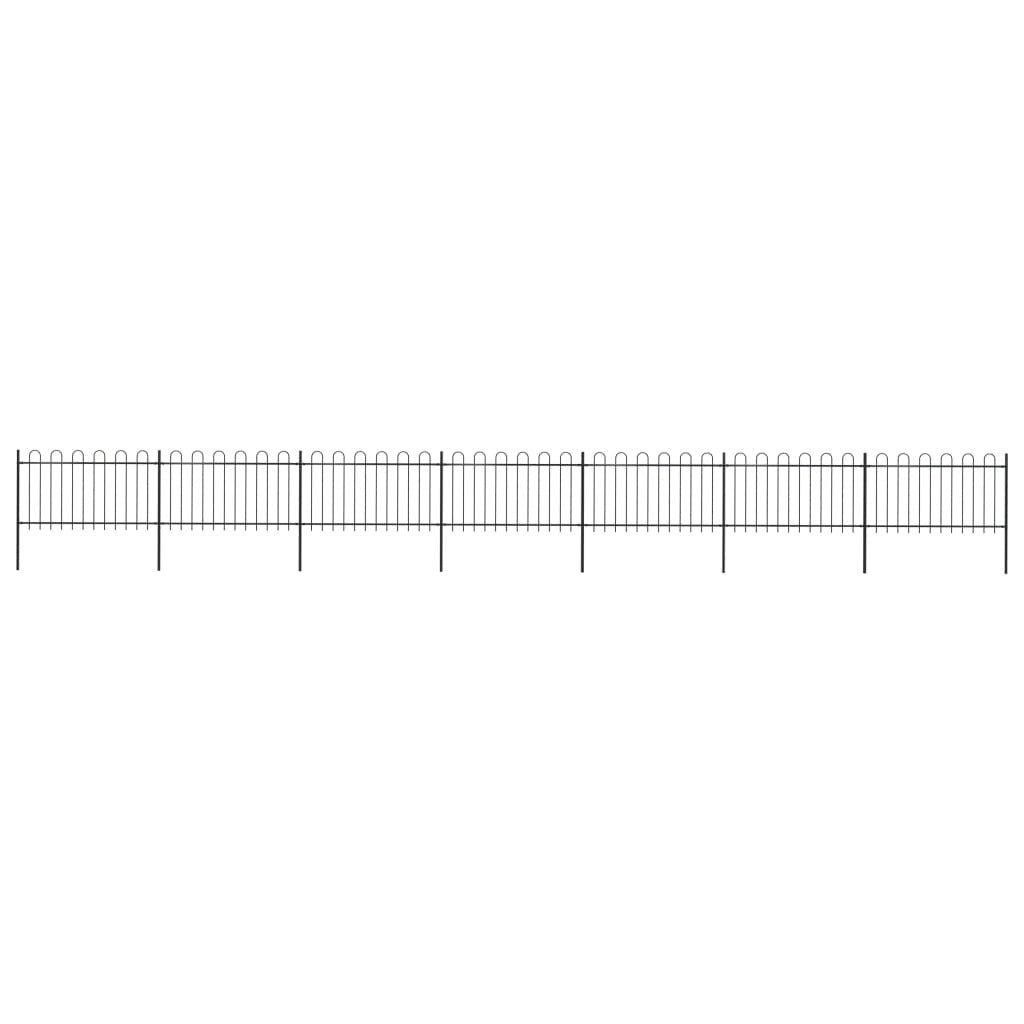 Garden Fence with Hoop Top Steel 39' Black