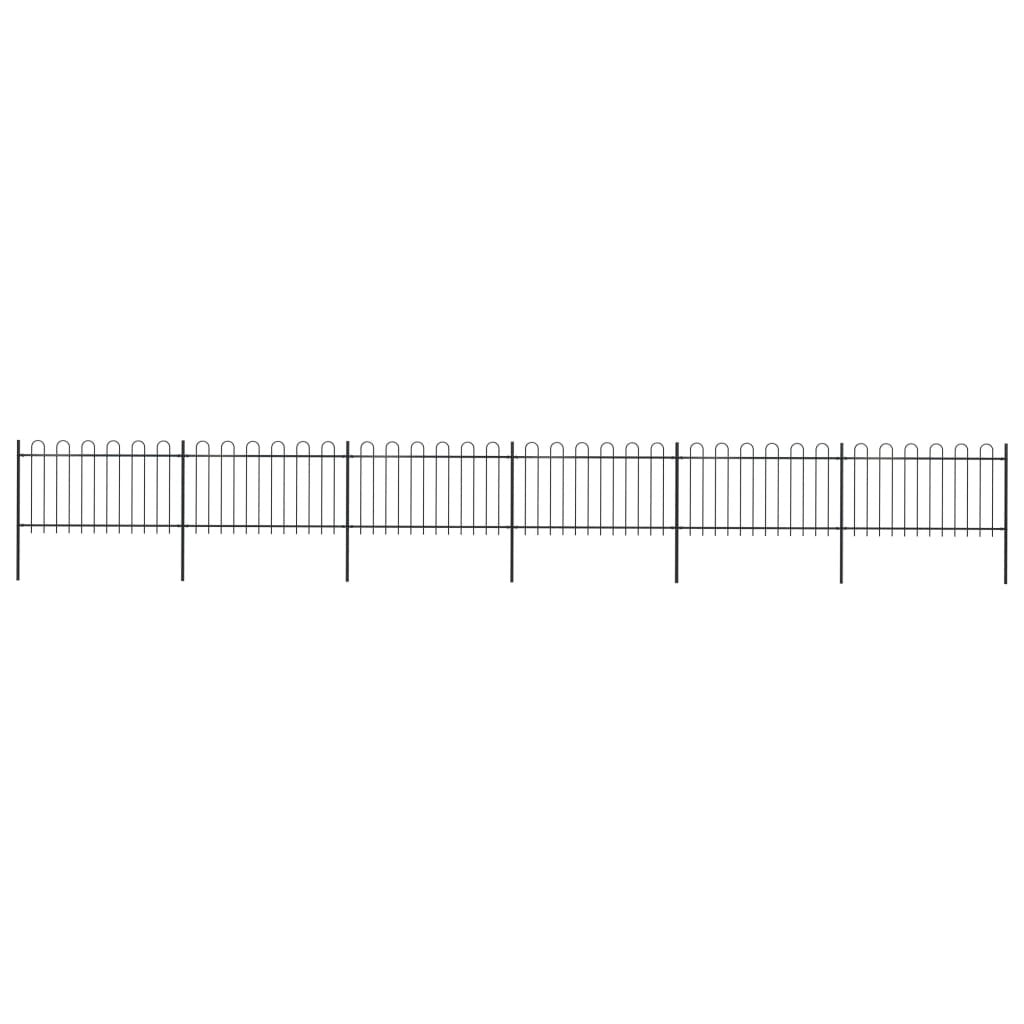 Garden Fence with Hoop Top Steel 33.5' Black