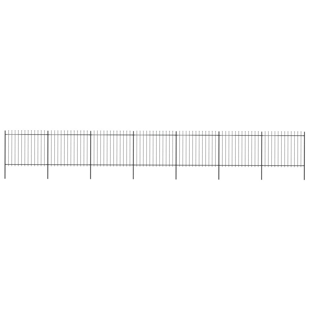 Garden Fence with Spear Top Steel 468.5"x59.1" Black