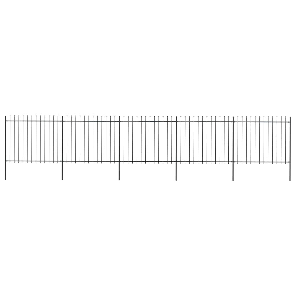 Garden Fence with Spear Top Steel 334.6"x59.1" Black