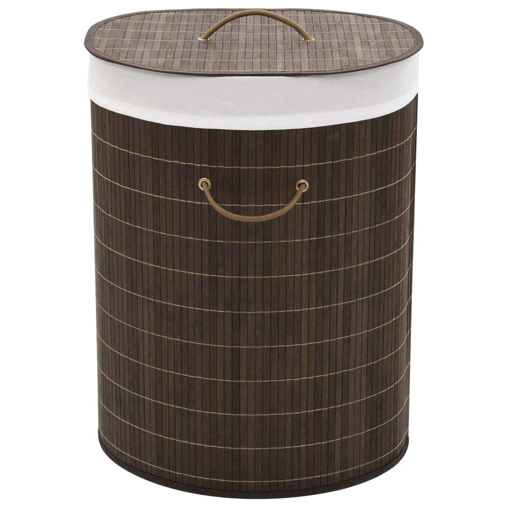 Bamboo Laundry Bin Oval Dark Brown