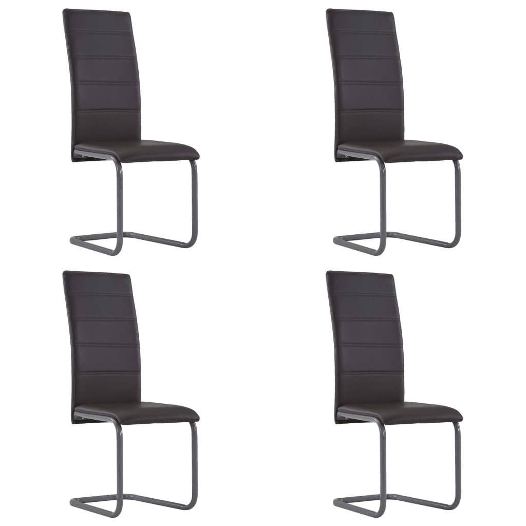 Cantilever Dining Chairs 4 pcs Brown Faux Leather