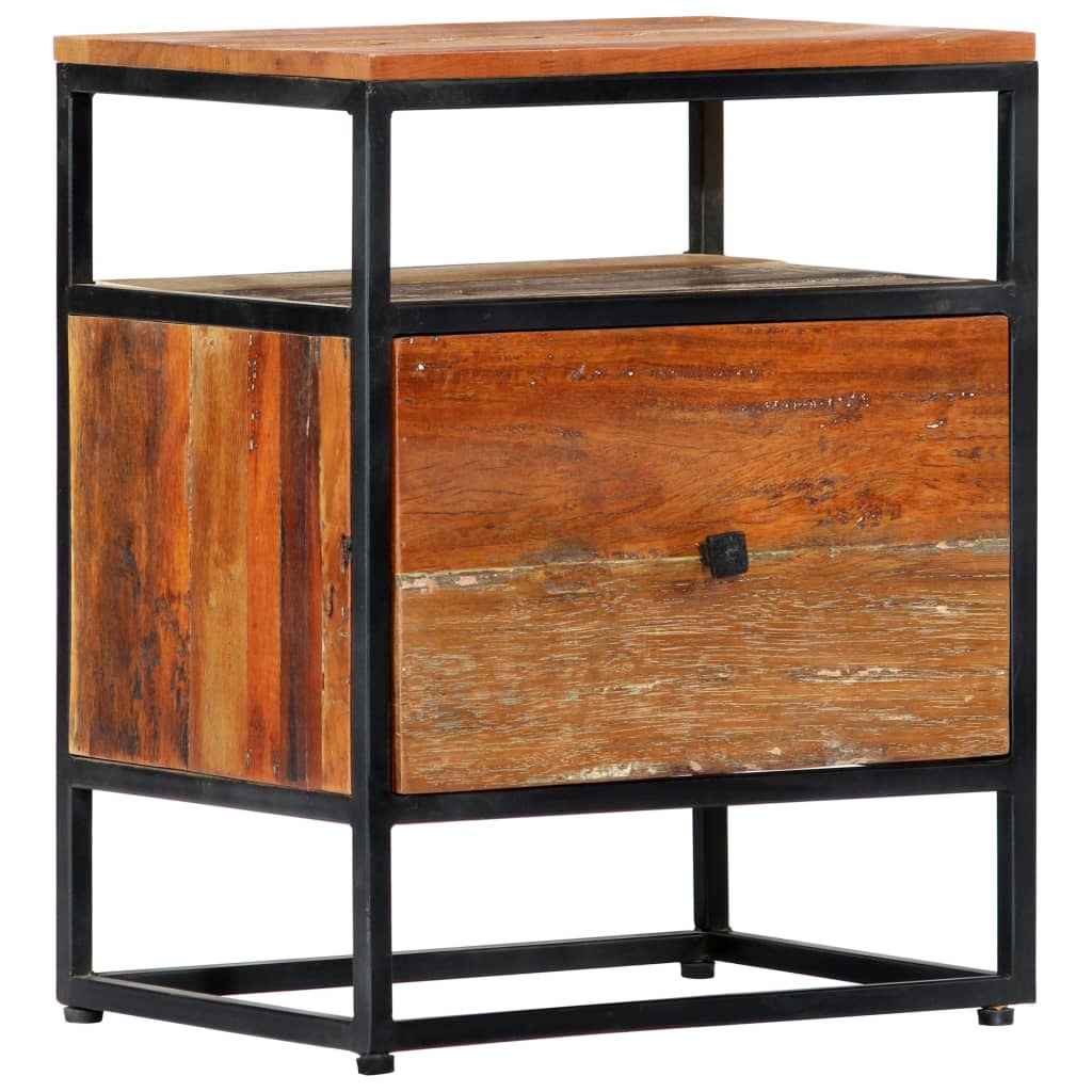 Bedside Cabinet 15.7"x11.8"x19.7" Solid Reclaimed Wood and Steel