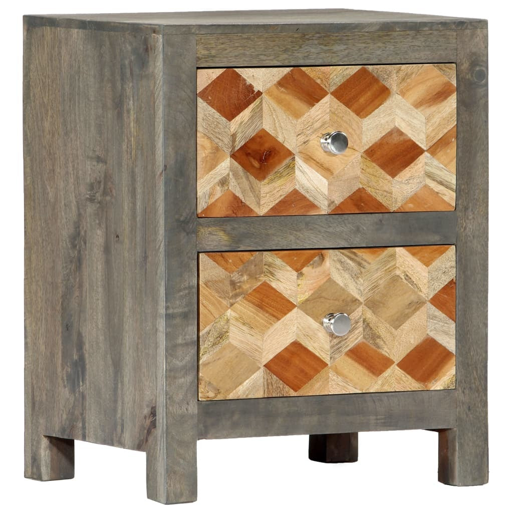 Bedside Cabinet Gray 15.7"x11.8"x19.7" Solid Mango Wood