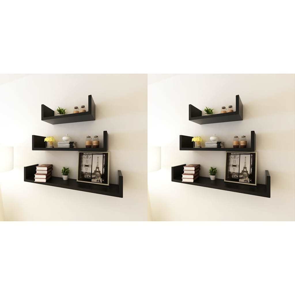 Wall Shelves 6 pcs Black