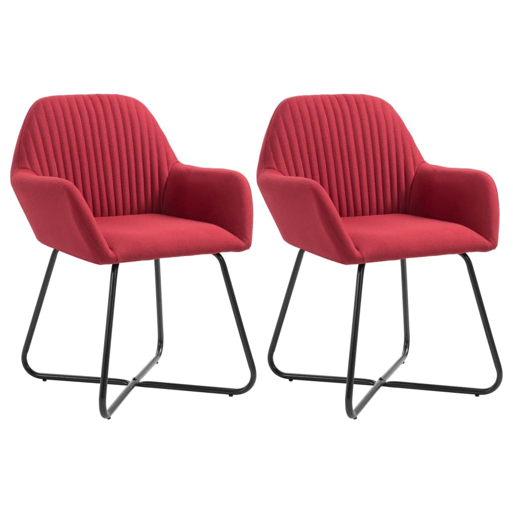 Dining Chairs 2 pcs Wine Red Fabric