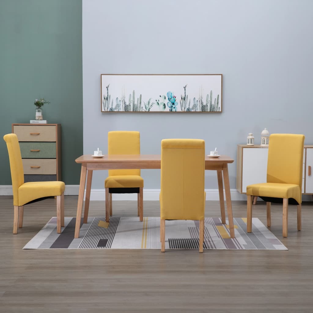 Dining Chairs 4 pcs Yellow Fabric