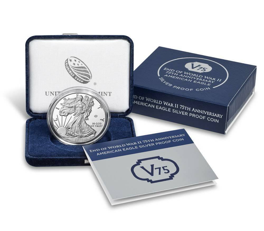 End of World War II 75th Anniversary American Eagle Silver Proof Coin - W - with COA