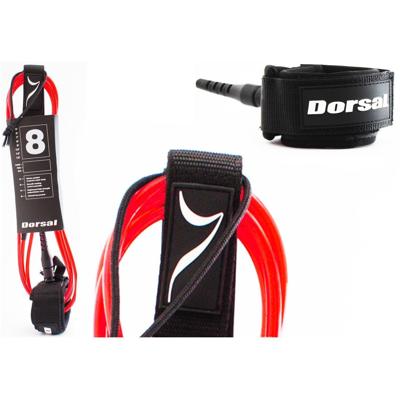 DORSAL Premium Surfboard 6 7 8 9 10 FT Surf Leash - Red