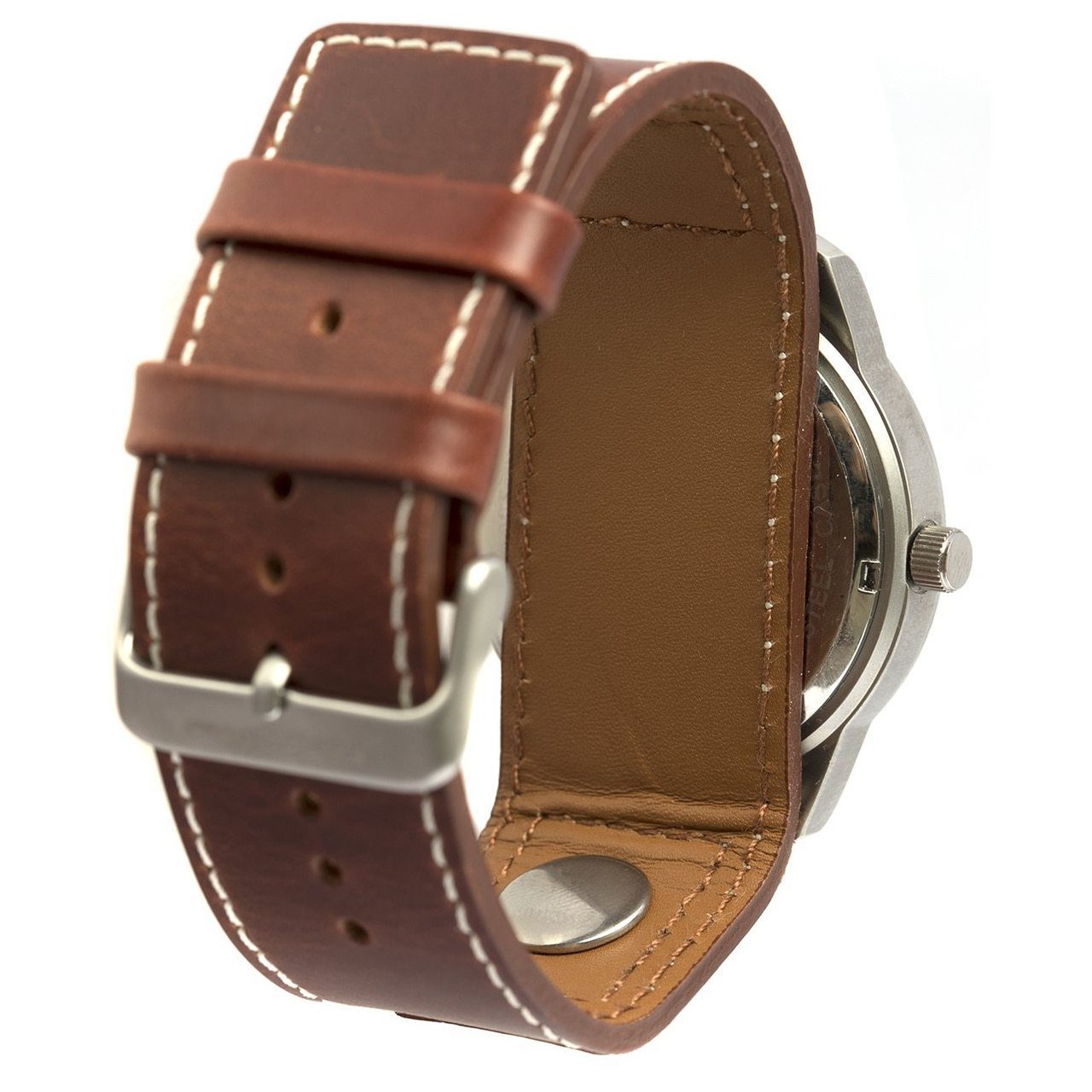 Field & Stream Men's Golf Ball Marker Stainless Steel Brown Leather Band Watch