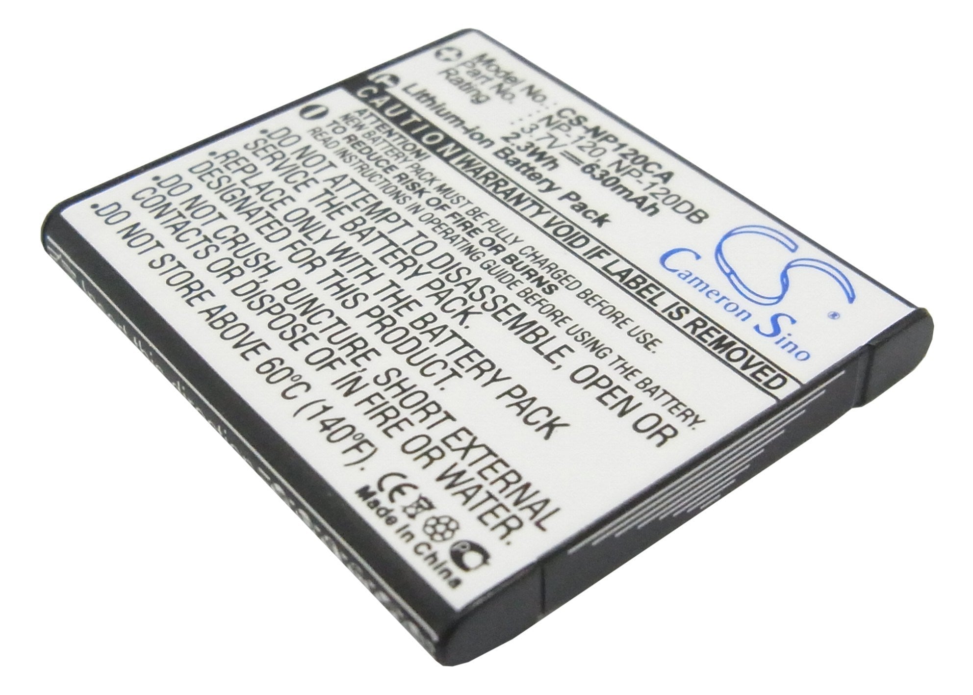 630mAh Battery - CS-NP120CA / Li-ion / Volts: 3.7