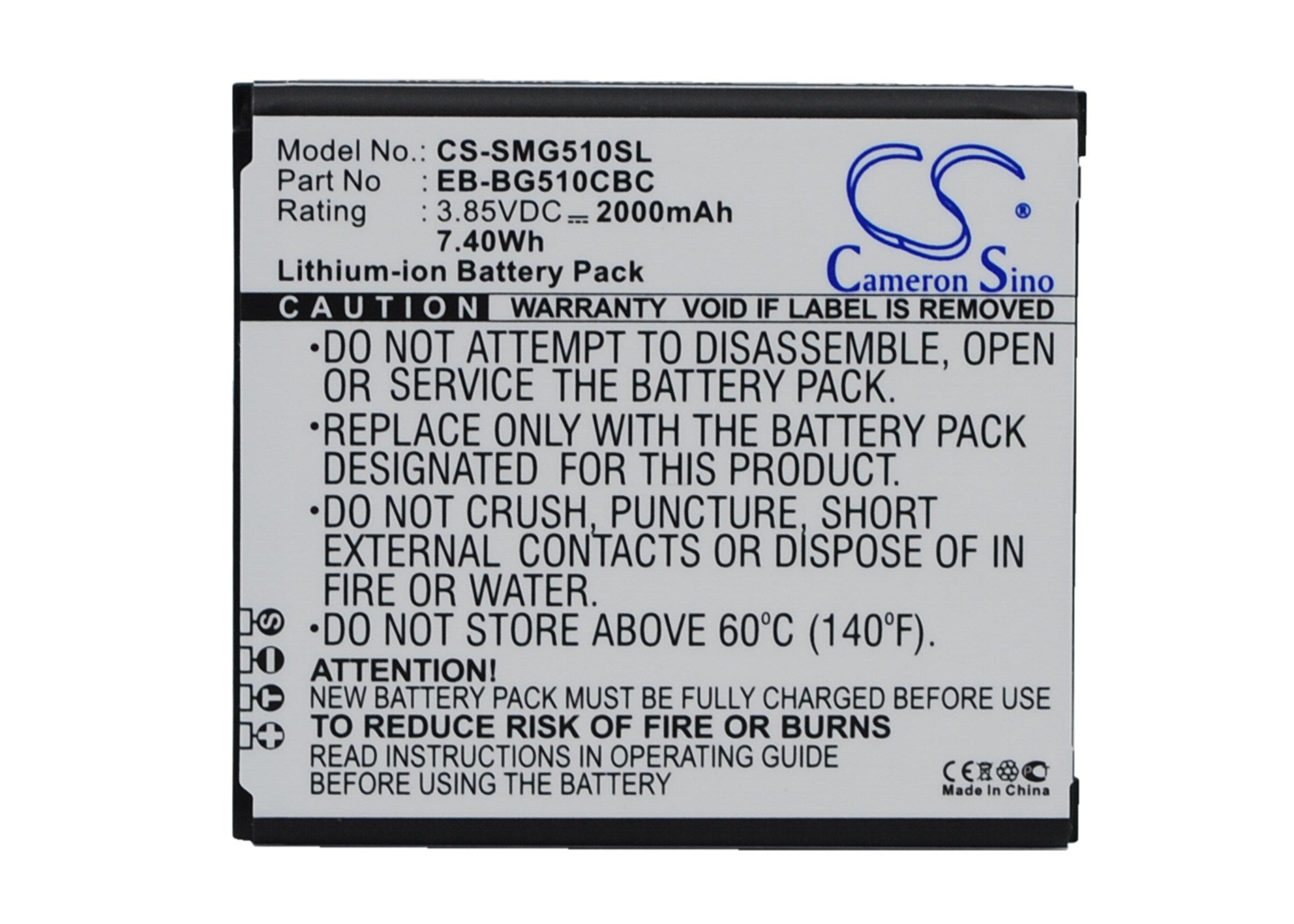 2000mAh Battery - CS-SMG510SL / Li-ion / Volts: 3.85