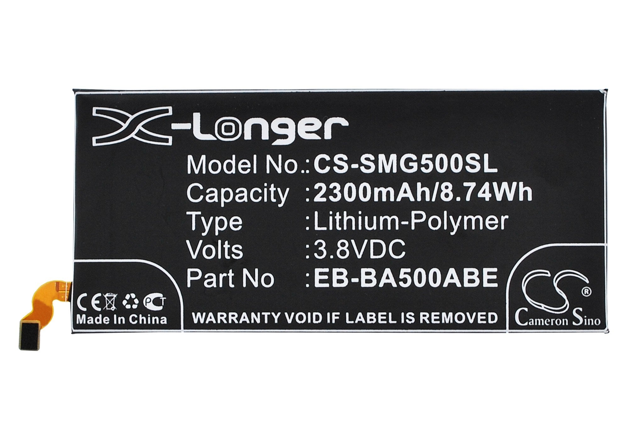 2300mAh Battery - CS-SMG500SL / Li-Polymer / Volts: 3.8