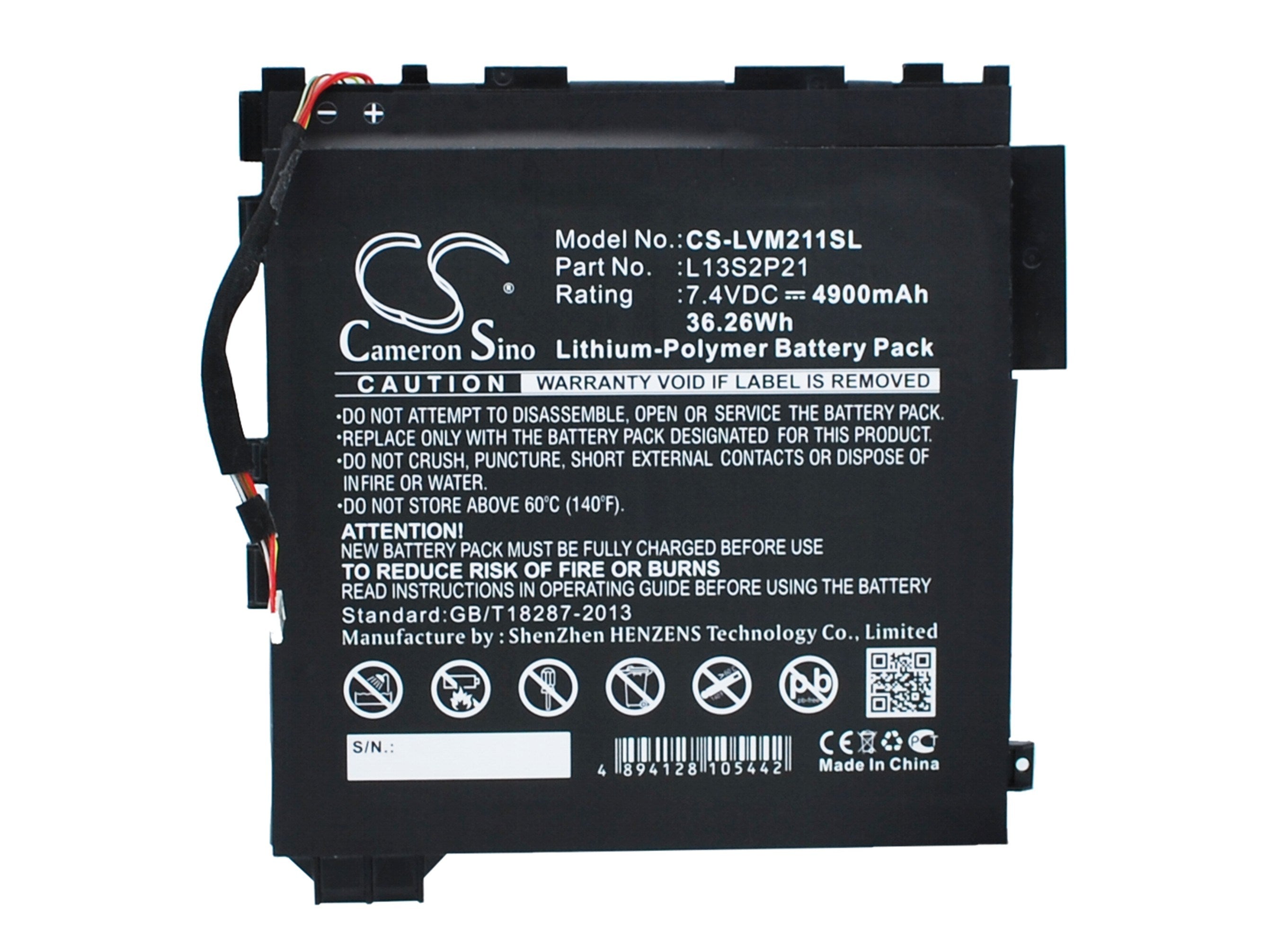 4900mAh Battery - CS-LVM211SL / Li-Polymer / Volts: 7.4