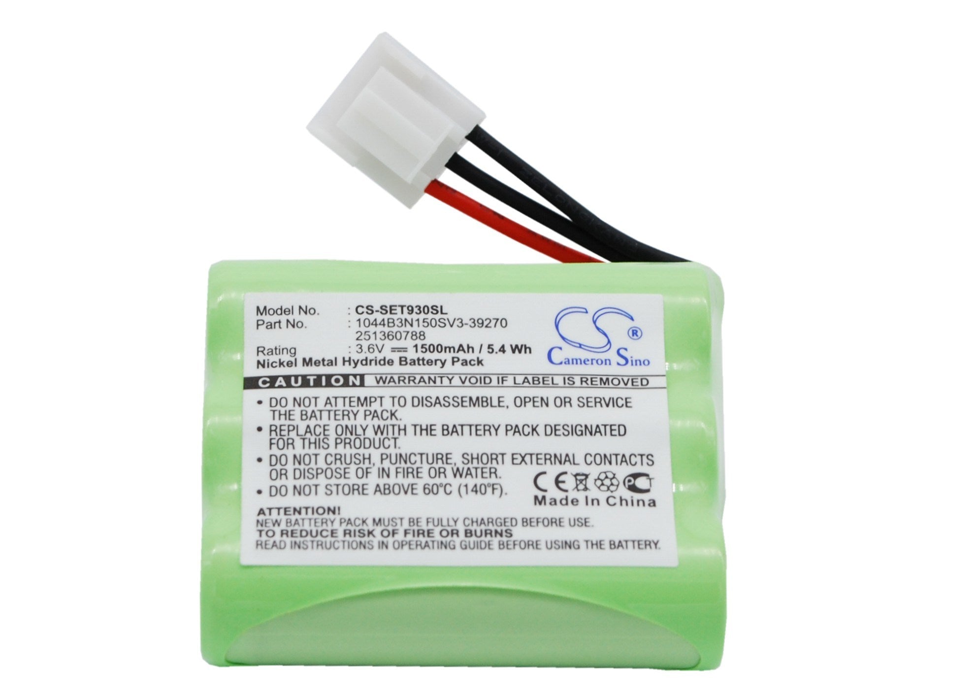 1500mAh Battery - CS-SET930SL / Ni-MH / Volts: 3.6