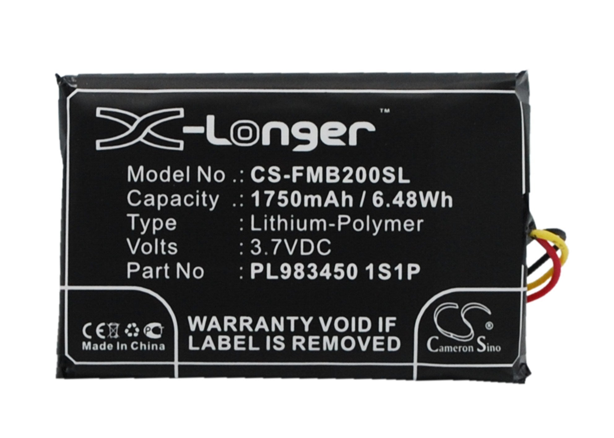 1750mAh Battery - CS-FMB200SL / Li-Polymer / Volts: 3.7