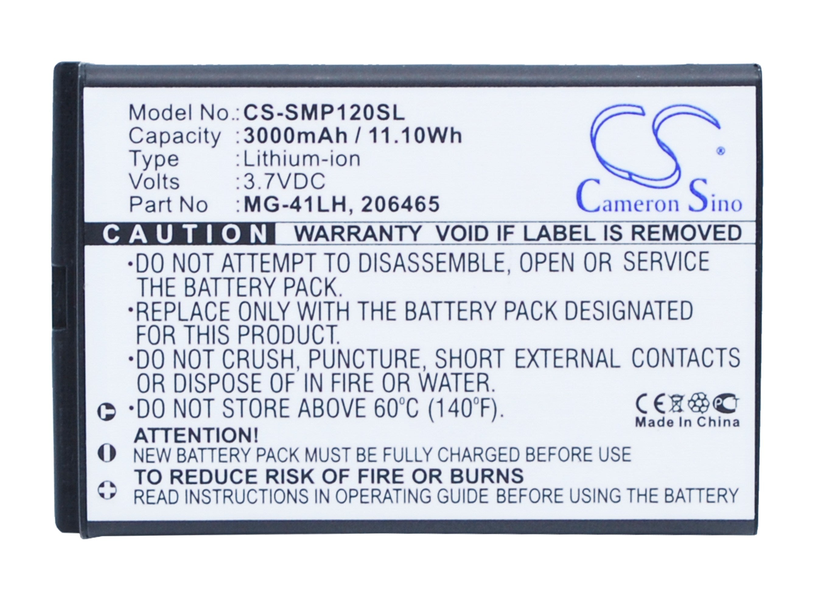 3000mAh Battery - CS-SMP120SL / Li-ion / Volts: 3.7