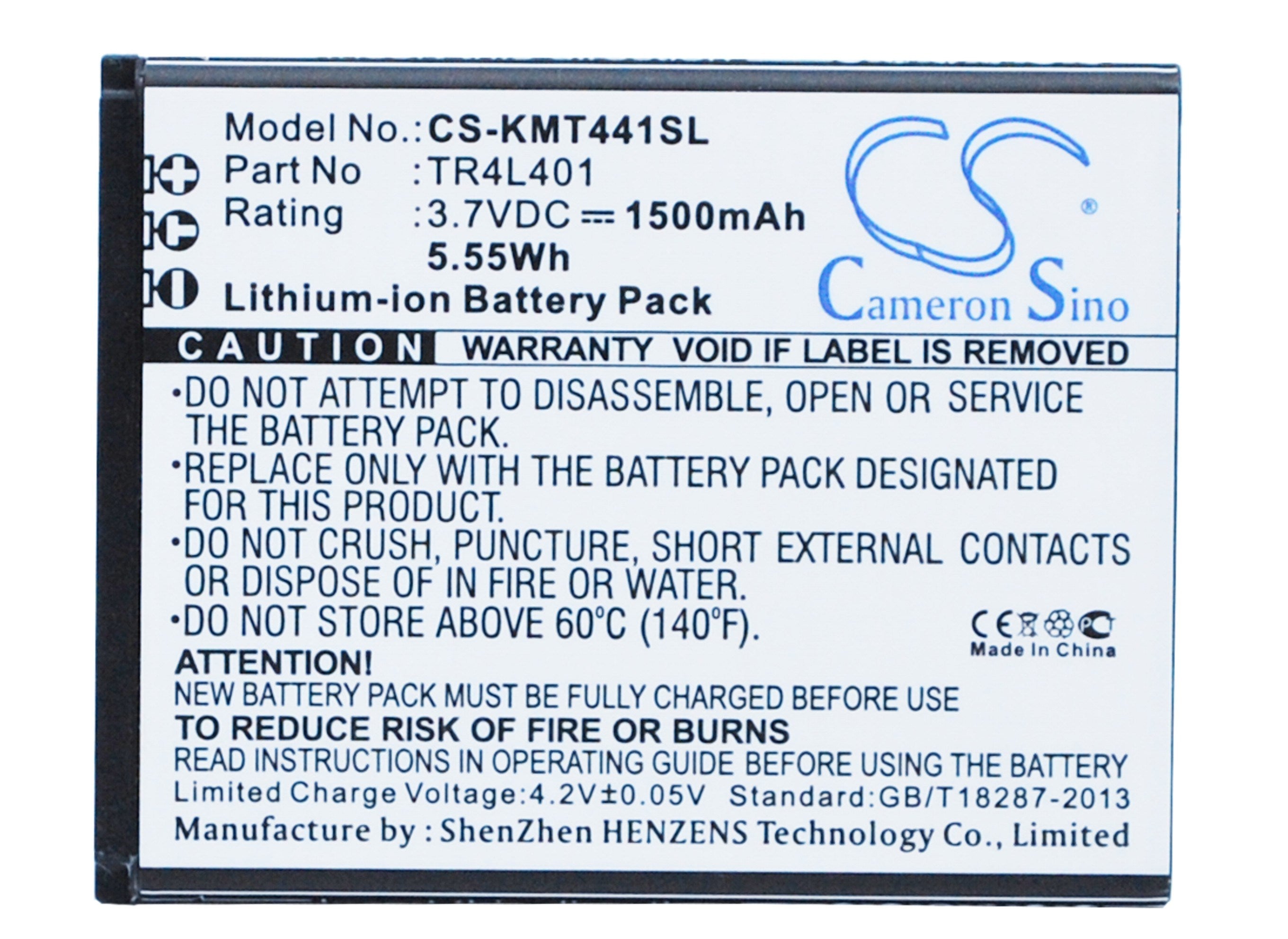 1500mAh Battery - CS-KMT441SL / Li-ion / Volts: 3.7