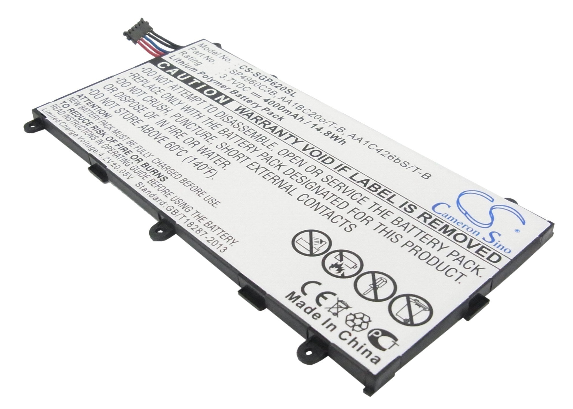 4000mAh Battery - CS-SGP620SL / Li-Polymer / Volts: 3.7