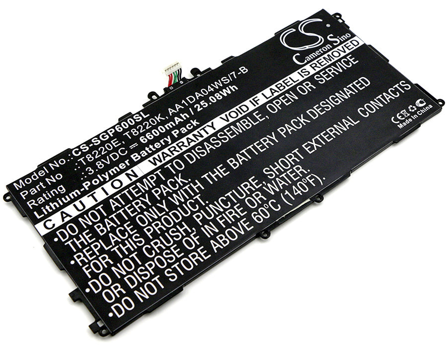 6600mAh Battery - CS-SGP600SL / Li-Polymer / Volts: 3.8