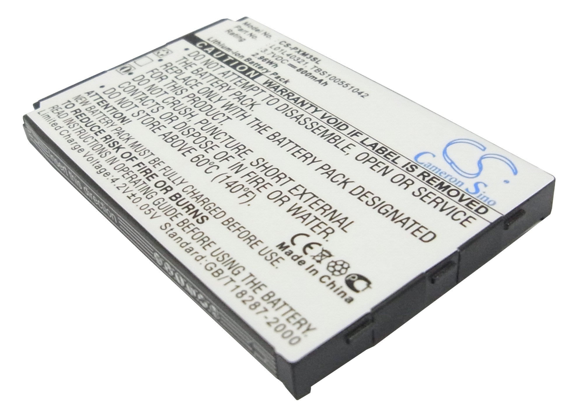 800mAh Battery - CS-PXM3SL / Li-ion / Volts: 3.7