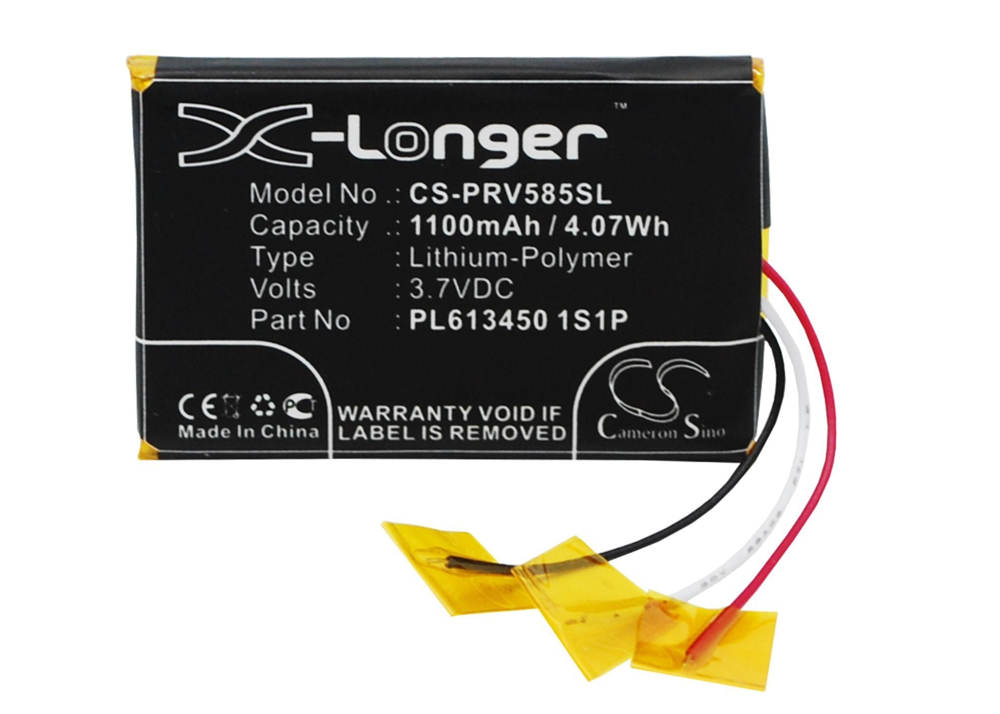 1100mAh Battery - CS-PRV585SL / Li-Polymer / Volts: 3.7