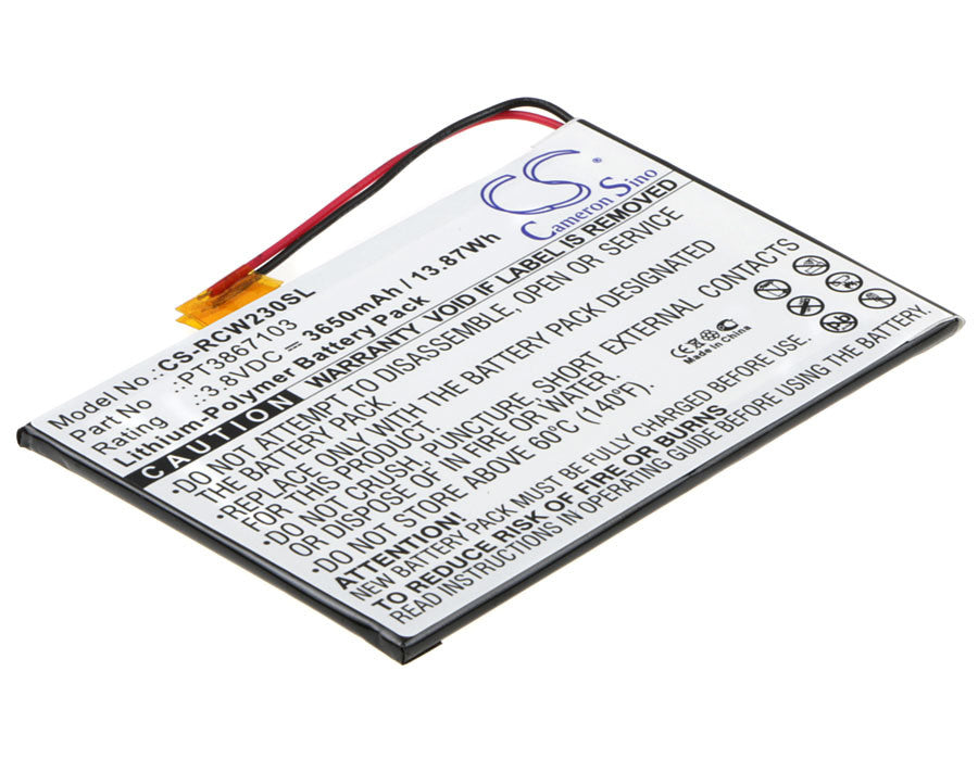 3650mAh Battery - CS-RCW230SL / Li-Polymer / Volts: 3.8V