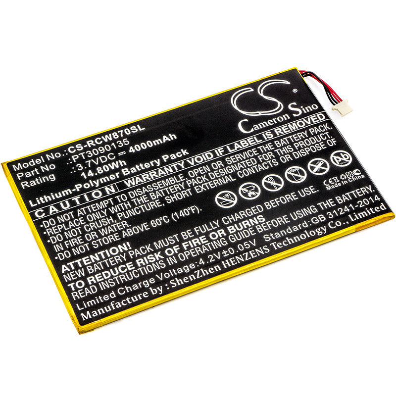 4000mAh Battery - CS-RCW870SL / Li-Polymer / Volts: 3.7