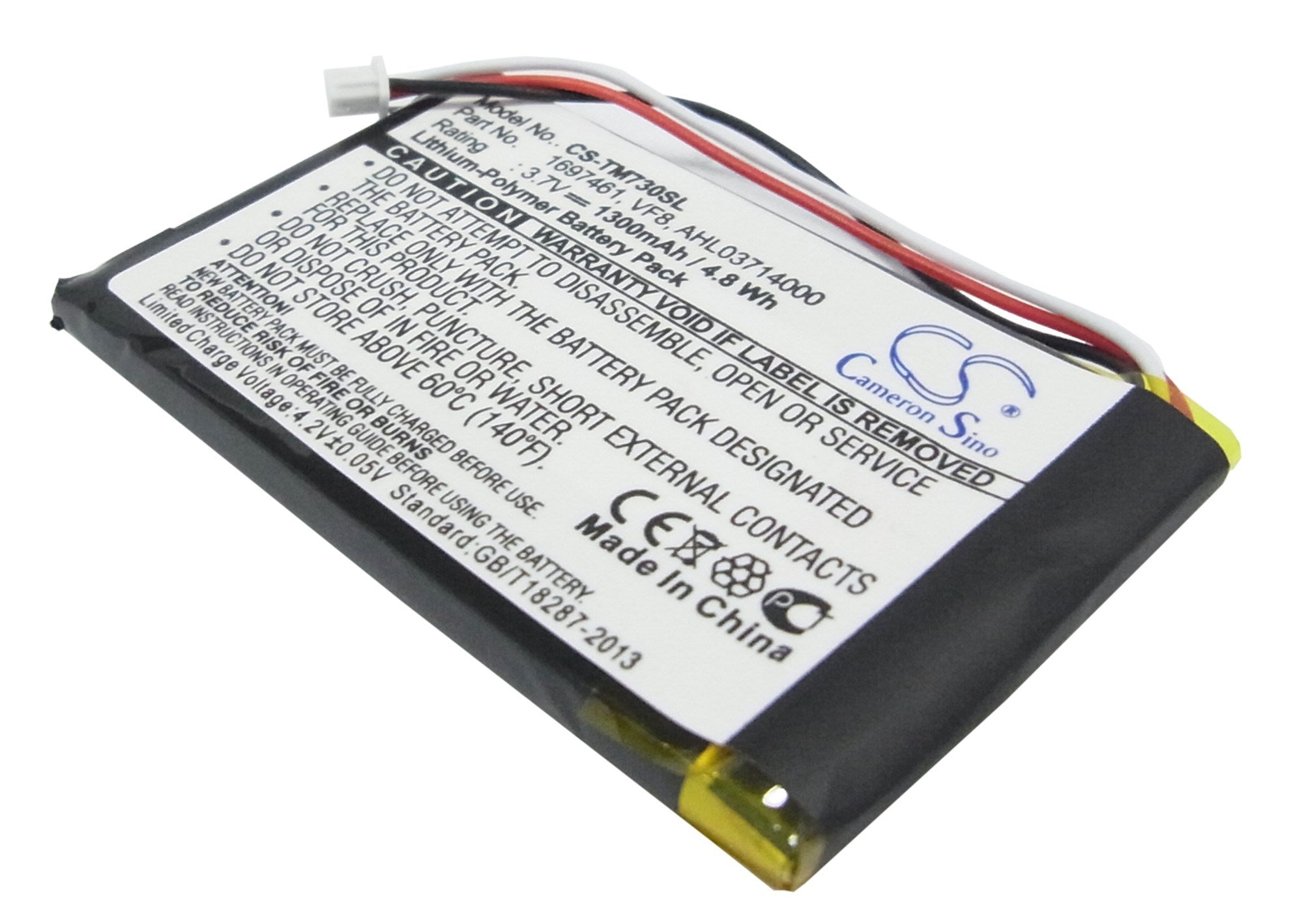 1300mAh Battery - CS-TM730SL / Li-Polymer / Volts: 3.7
