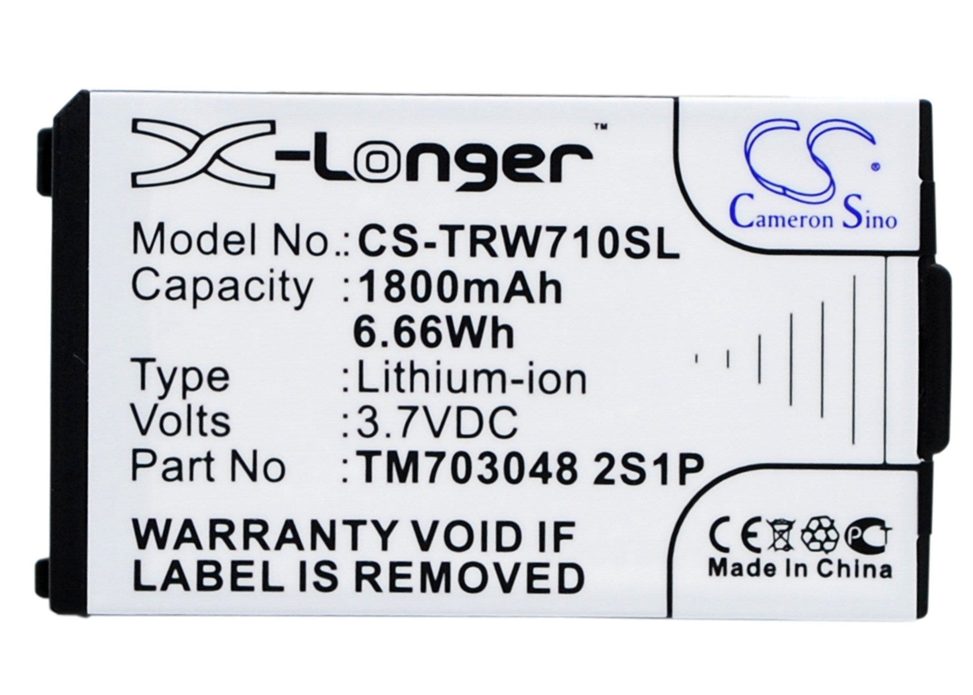 1800mAh Battery - CS-TRW710SL / Li-ion / Volts: 3.7