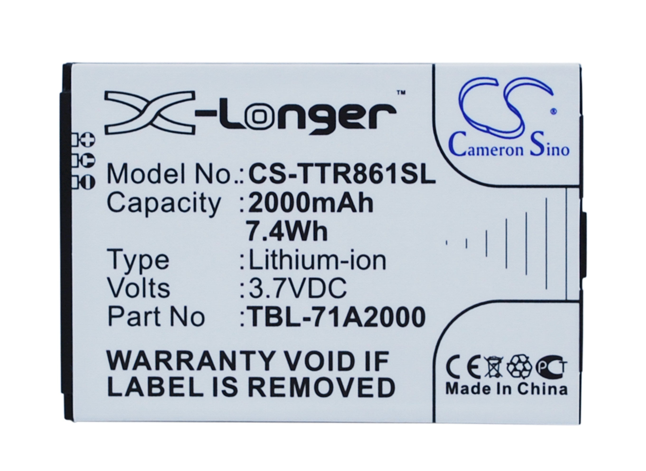 2000mAh Battery - CS-TTR861SL / Li-ion / Volts: 3.7