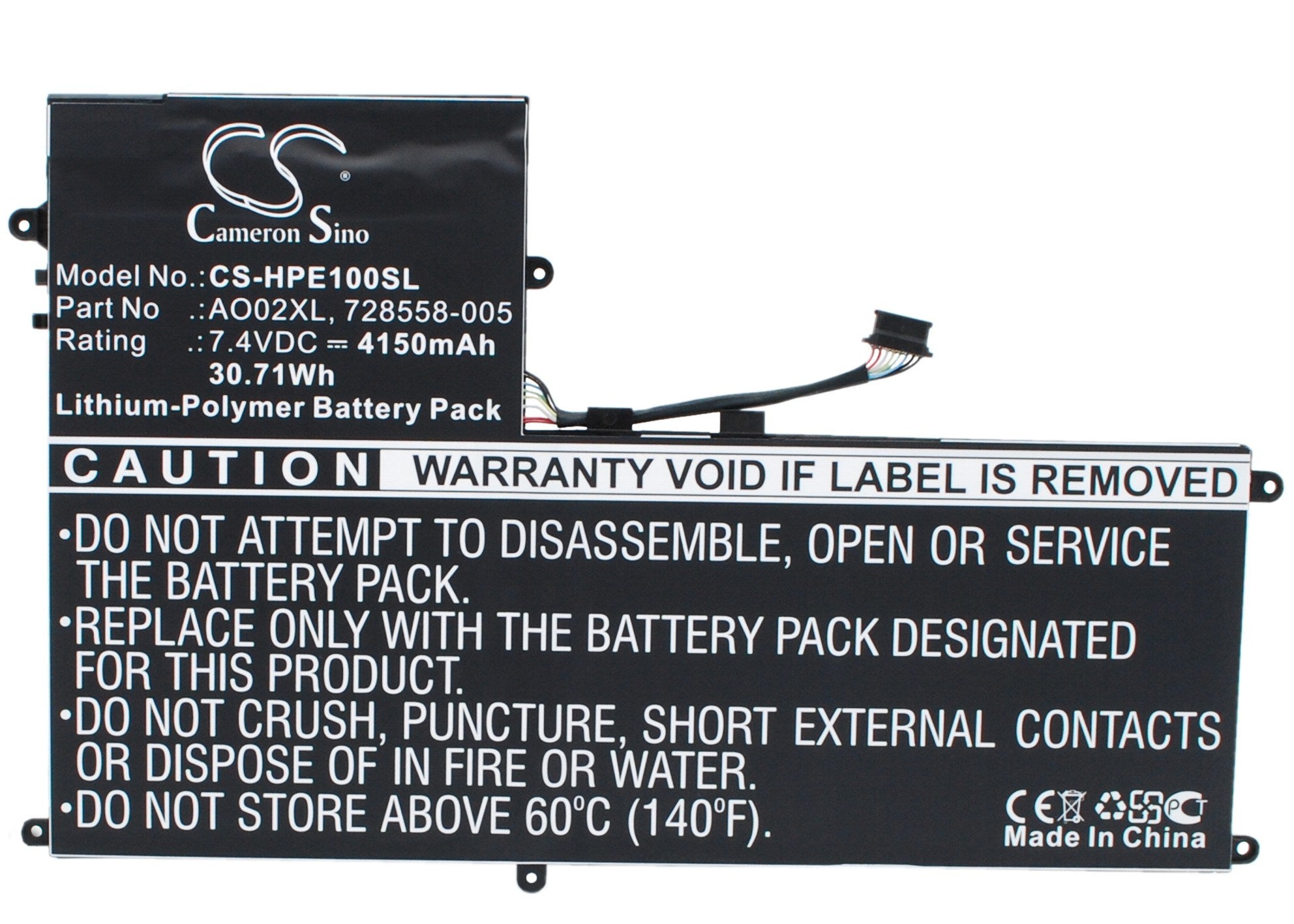 4150mAh Battery - CS-HPE100SL / Li-Polymer / Volts: 7.4