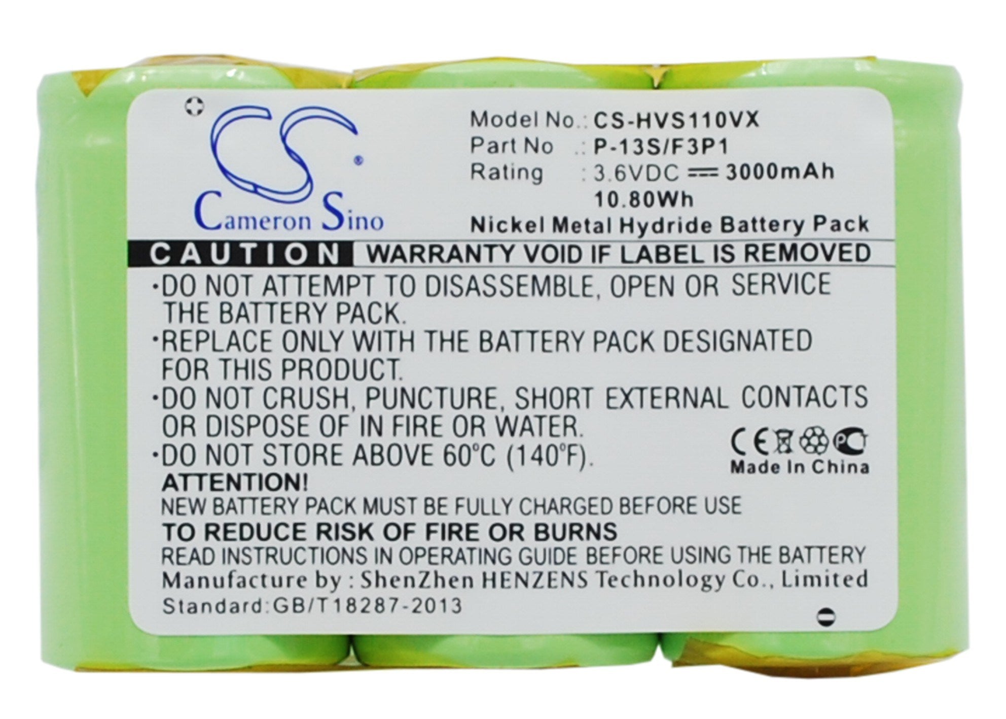 3000mAh Battery - CS-HVS110VX / Ni-MH / Volts: 3.6