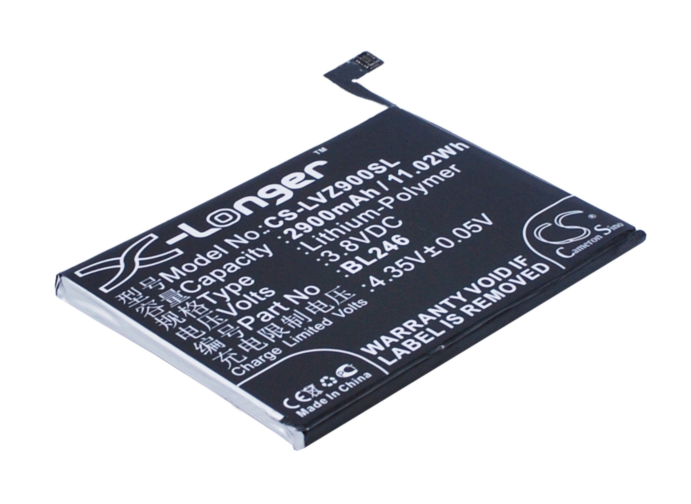 2900mAh Battery - CS-LVZ900SL / Li-Polymer / Volts: 3.8