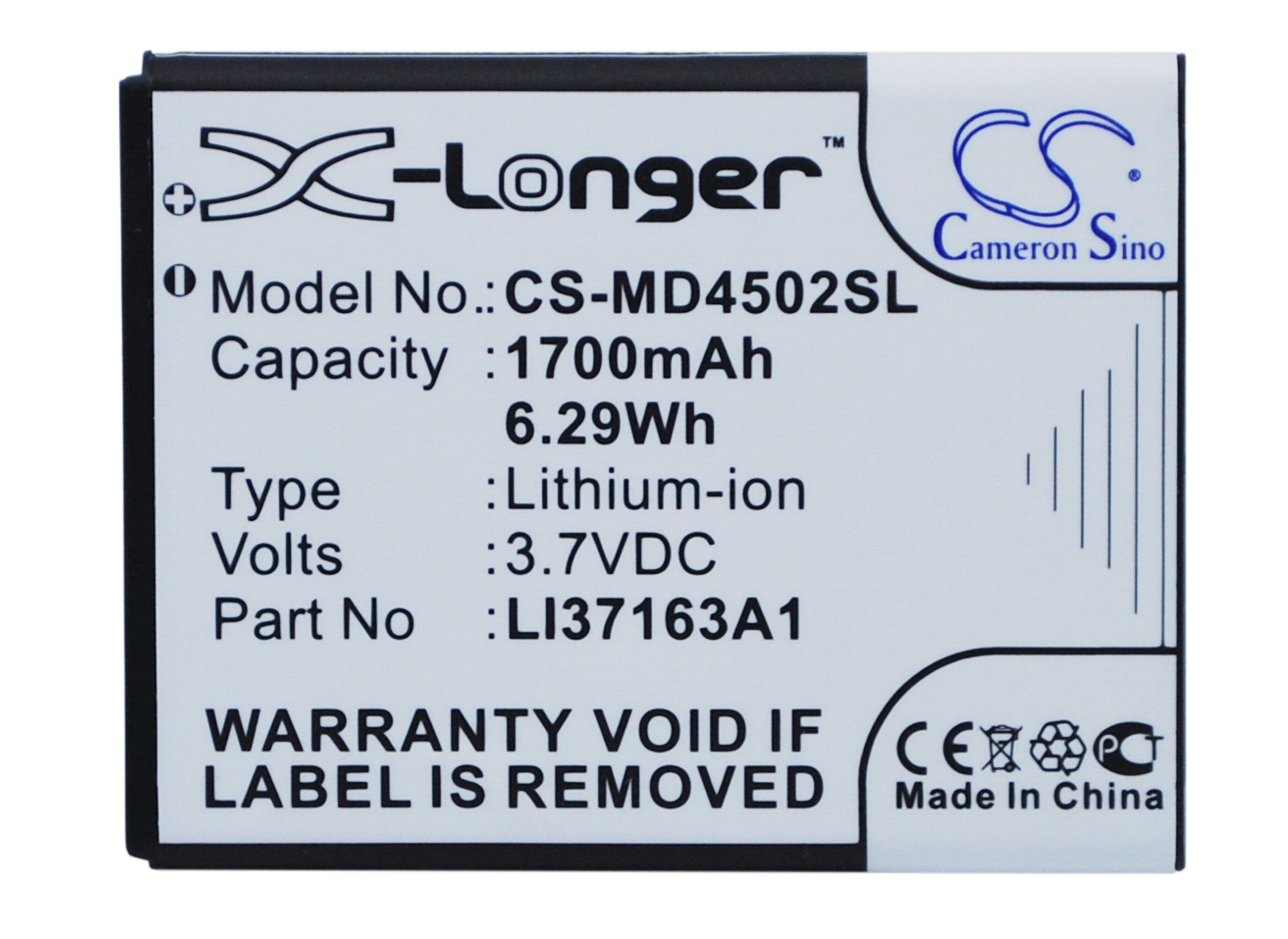 1700mAh Battery - CS-MD4502SL / Li-ion / Volts: 3.7