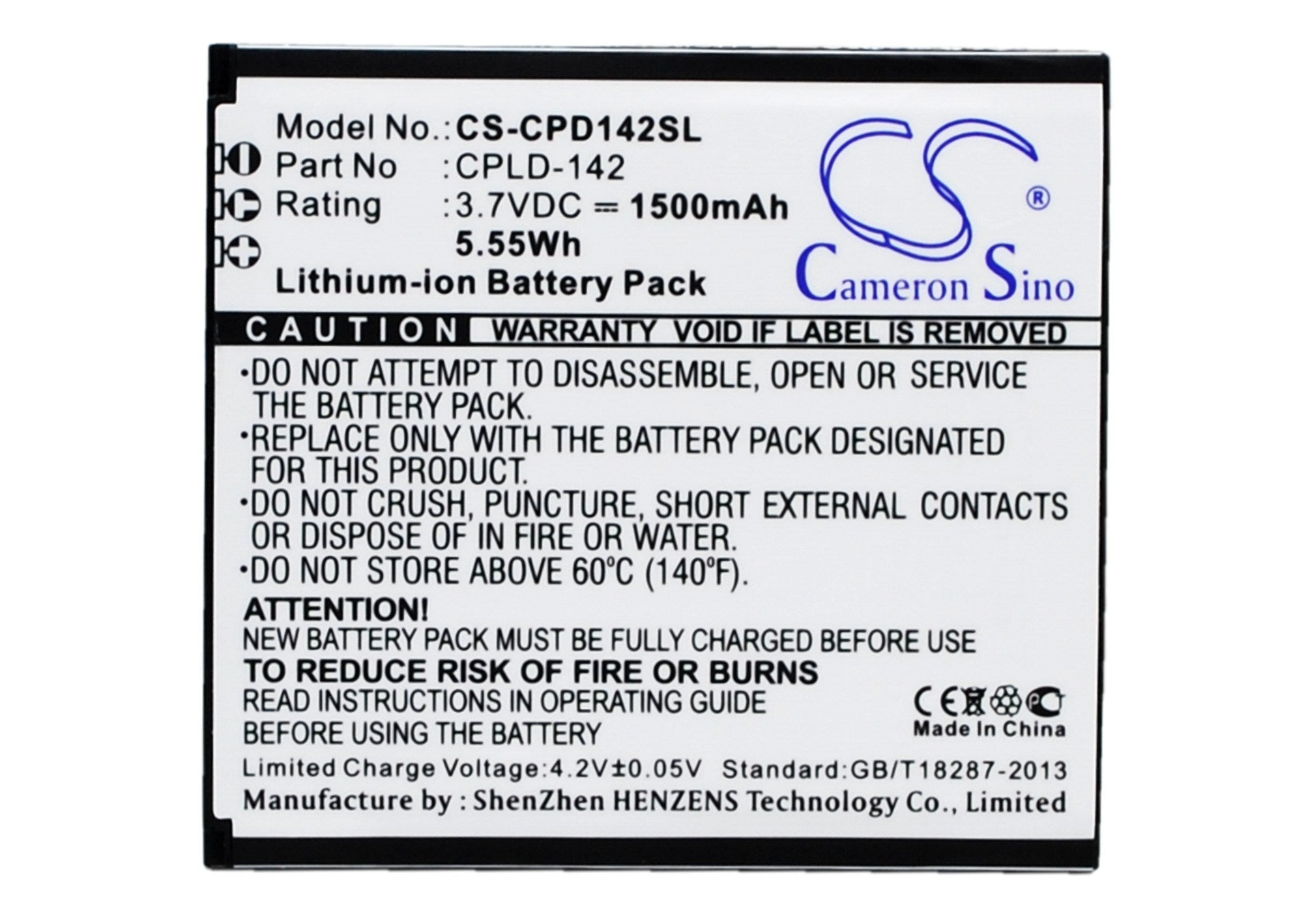 1500mAh Battery - CS-CPD142SL / Li-ion / Volts: 3.7