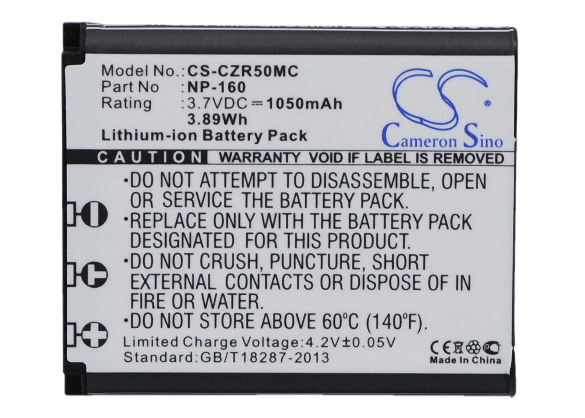 1050mAh Battery - CS-CZR50MC / Li-ion / Volts: 3.7