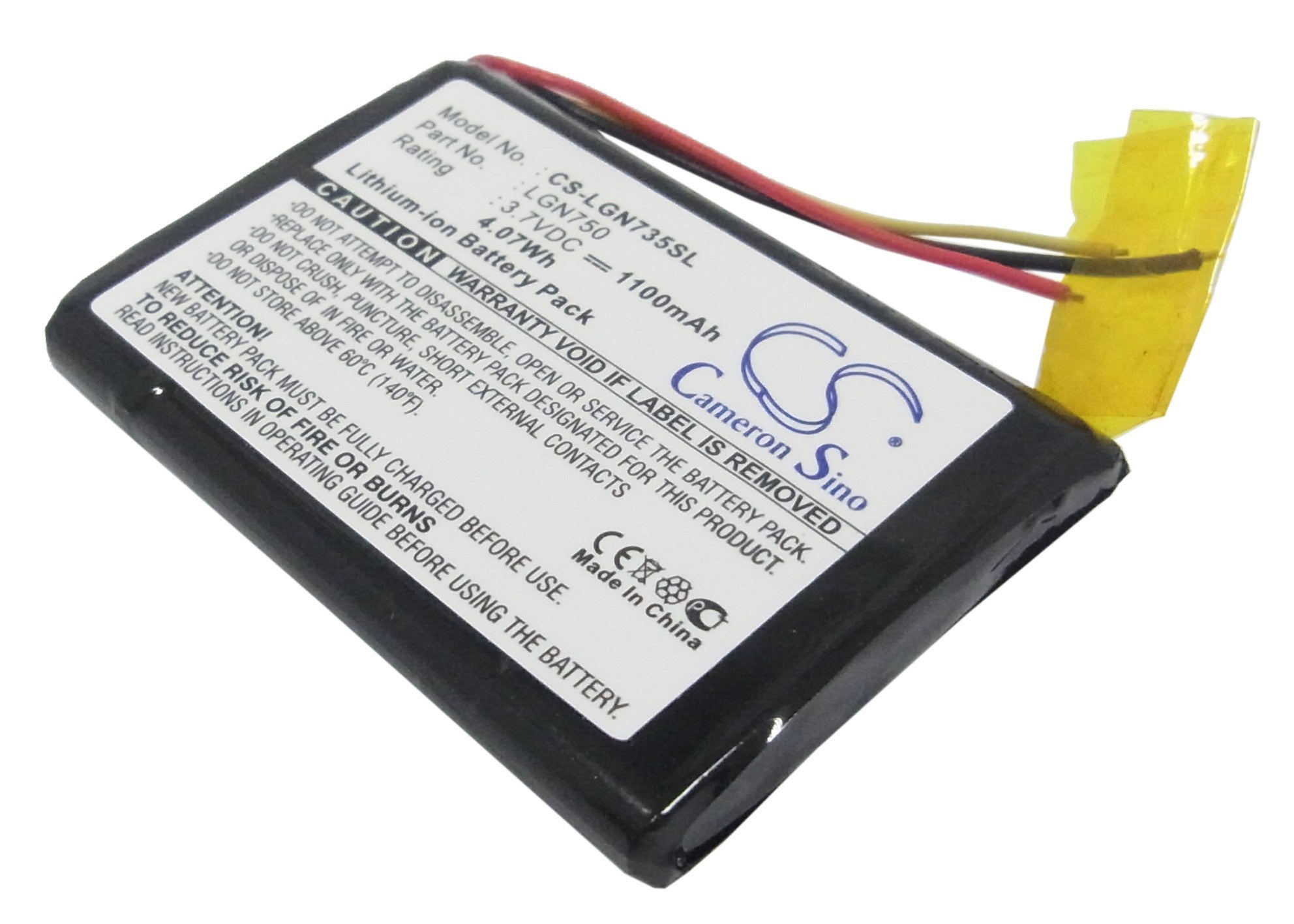 1100mAh Battery - CS-LGN735SL / Li-ion / Volts: 3.7