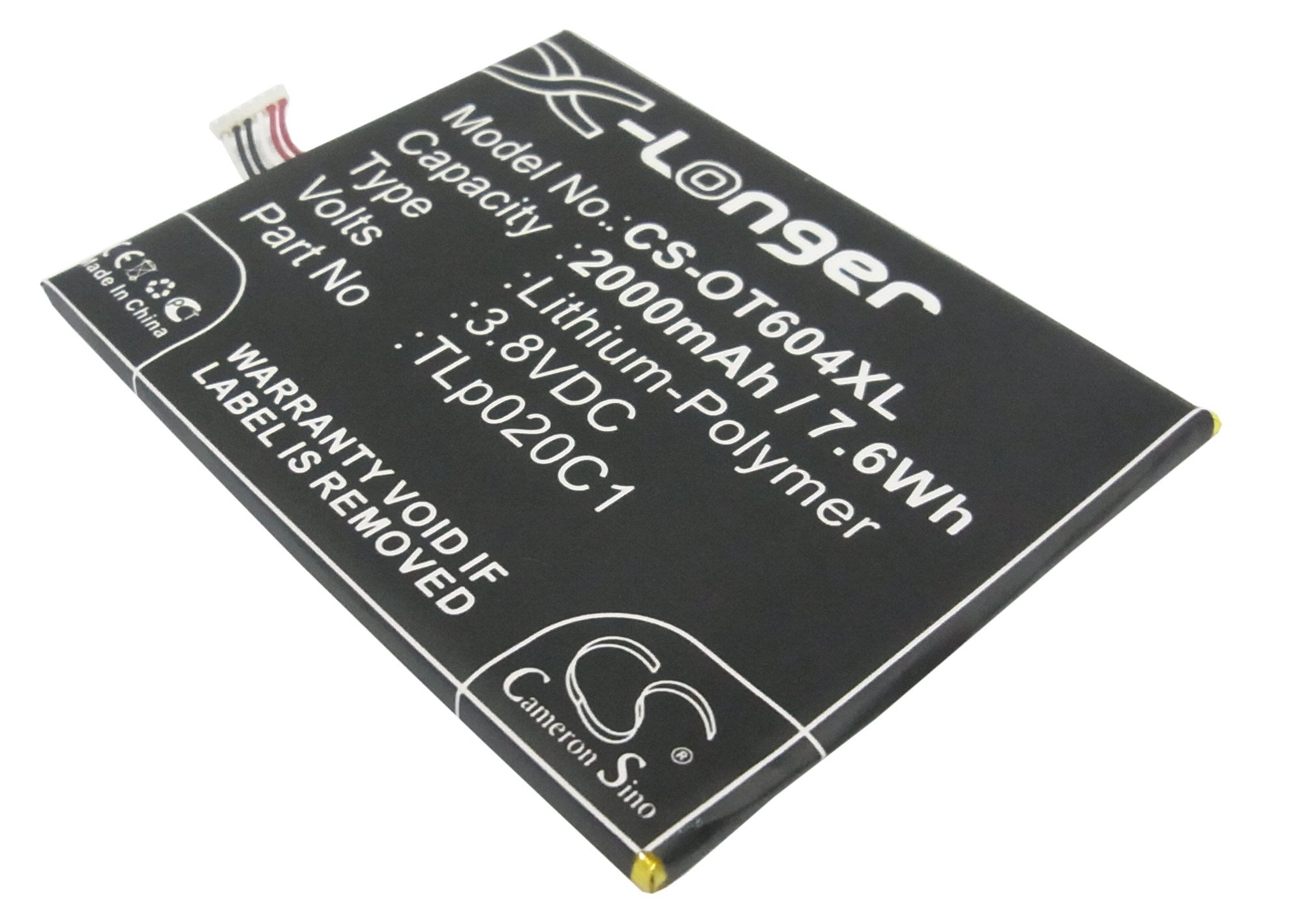 2000mAh Battery - CS-OT604XL / Li-Polymer / Volts: 3.8